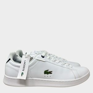 Lacoste Sneakers Mens 8.5 White Leather Low Top Casual Tennis Carnaby Pro Shoes